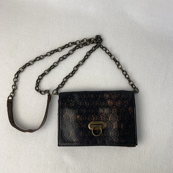 Braciano Small Purse Bronze Shoulder Chain Strap Faux Leather Pockets - Picture 1 of 13